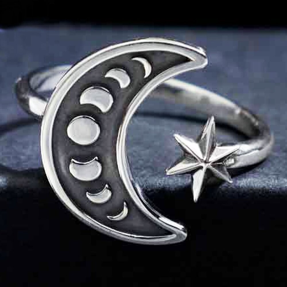 Sterling Silver Adjustable Moon Phase Ring - image 3